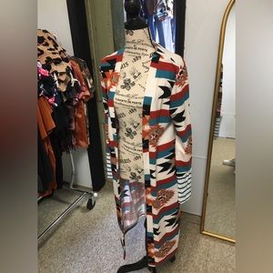 White Aztec print cardigan